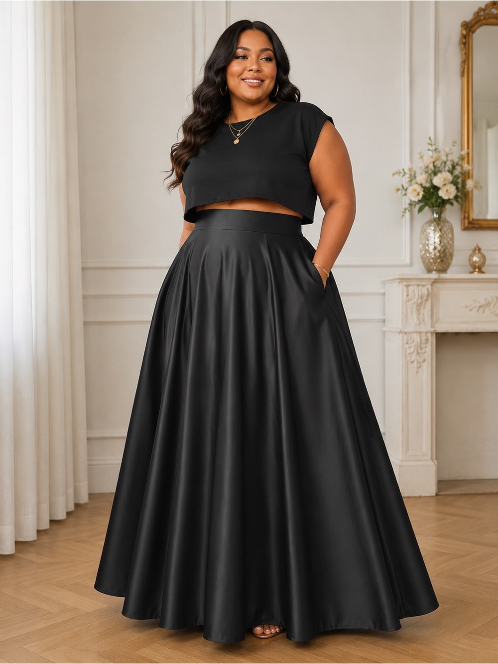 Diydress Long Maxi Satin Skirts High Waist A-Line Pleated Formal Prom Party Skir